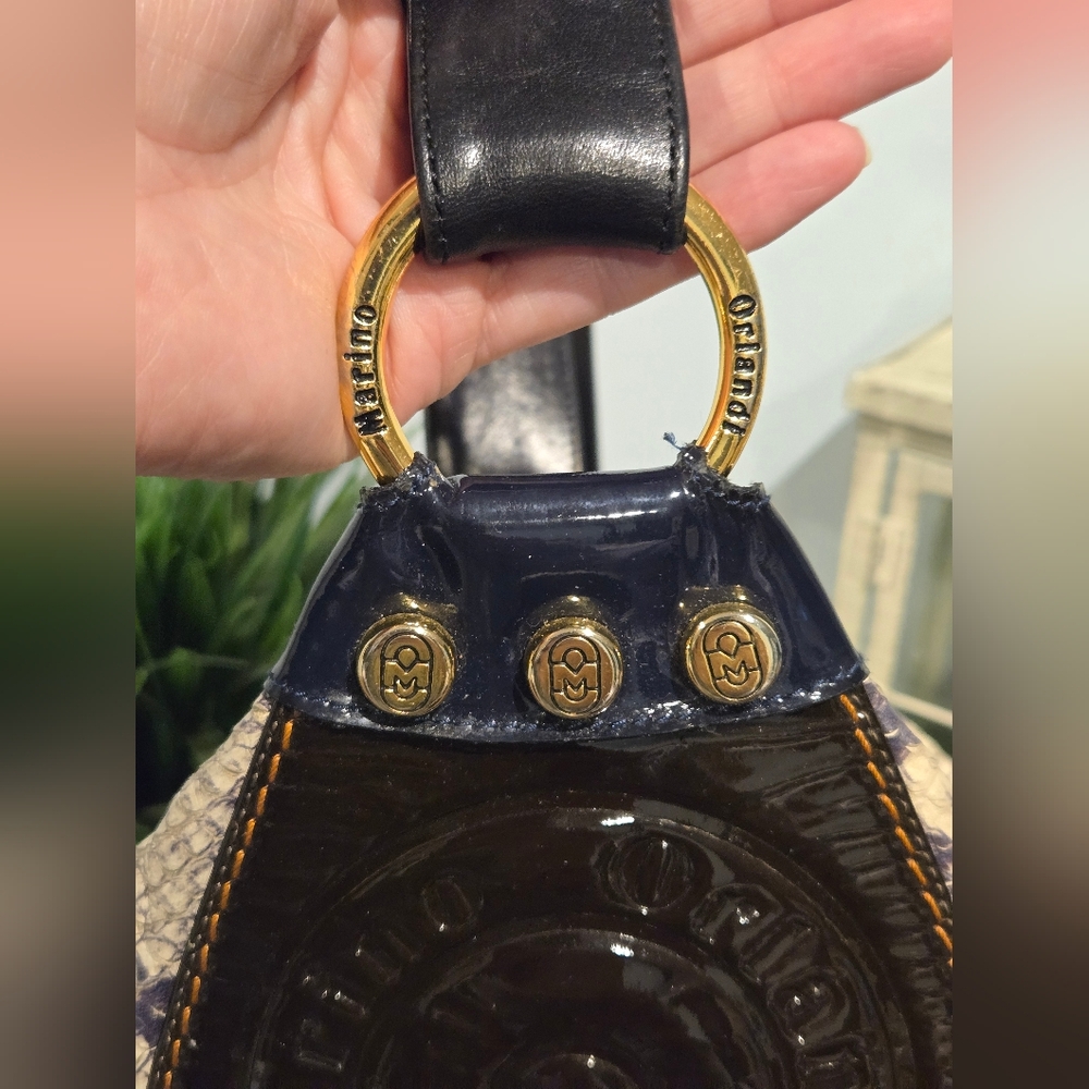 ***SOLD***Marino Orlandi Cream & Brown Snakeskin Sling Back Bag - Picture 7 of 14